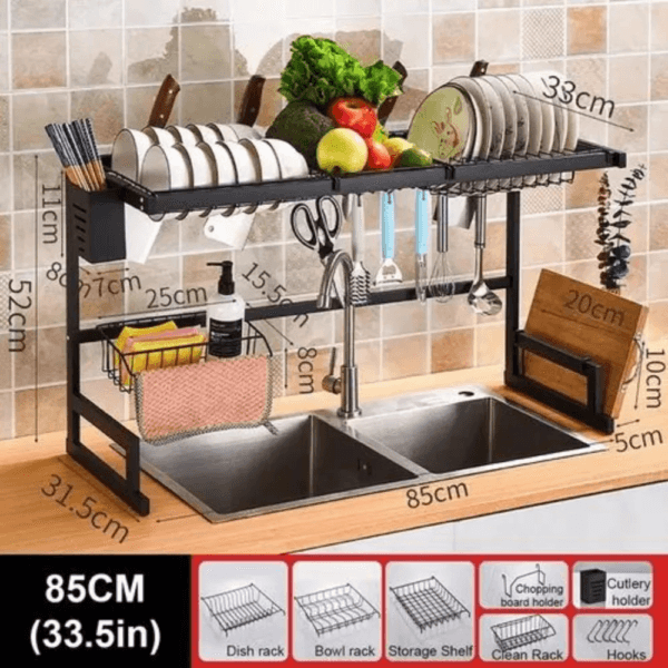 Escurridor y Organizador de Platos de Acero Inoxidable
